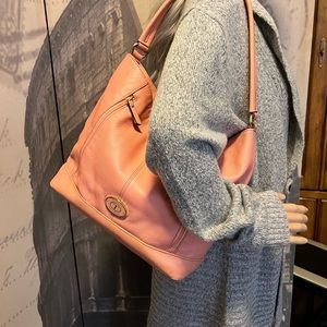 Tignanello Hobo shoulder bag in a Peach color.